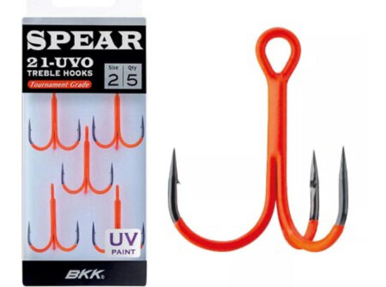 BKK Spear-21 UVO Treble Hooks Trīsžuburu āķi oranži
